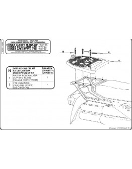 Suport pentru topcase KAPPA - HONDA XL 600RM/RL, XL 600V TRANSALP (88-96), NX 650 DOMINATOR (92-94) (cu placa MONOKEY)