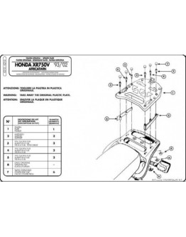 Suport pentru topcase KAPPA - HONDA XRV 750 AFRICA TWIN (93-02) (cu placa MONOKEY)