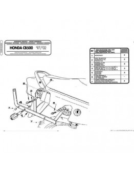 Suport pentru topcase KAPPA - HONDA CB 500 (97-05), CB 500S (00-05) (placa nu este inclusa)