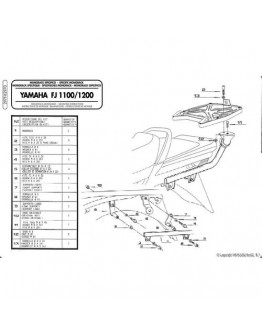 Suport pentru topcase KAPPA - YAMAHA FJ 1100 (placa nu este inclusa)