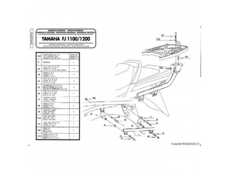 Suport pentru topcase KAPPA - YAMAHA FJ 1100 (placa nu este inclusa)