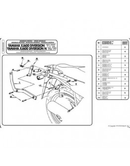 Suport pentru topcase KAPPA - YAMAHA XJ 600 DIVERSION (91-03), DIVERSION N (96-99) (placa nu este inclusa)