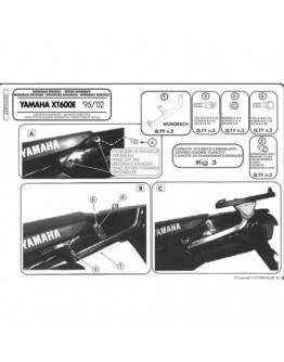 Suport pentru topcase KAPPA - YAMAHA XT 600E (95-02) (placa nu este inclusa)