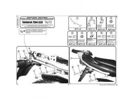 Suport pentru topcase KAPPA - YAMAHA TDM 850 (96-01) (placa nu este inclusa)