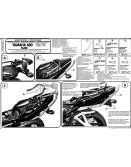 Suport pentru topcase KAPPA - YAMAHA FZS 600 FAZER (98-03) (placa nu este inclusa)