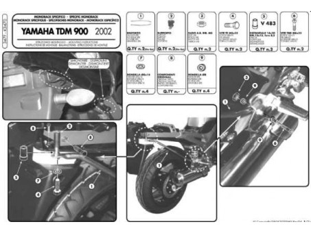 Suport pentru topcase KAPPA - YAMAHA TDM 900 (02-14) (placa nu este inclusa)