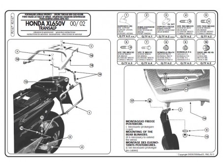 Suport pentru genti laterale KAPPA MONOKEY HONDA XL 650V TRANSALP (00-07) - MONOKEY RETRO-FIT K-VENTURE ALU si K'MISSION ALU