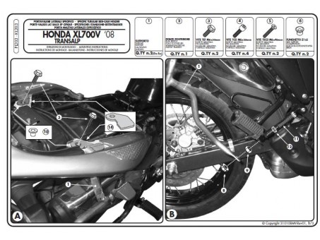 Suport pentru genti laterale KAPPA MONOKEY HONDA XL 700V TRANSALP (08-13) - MONOKEY K'MISSION ALU