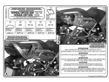 Suport pentru genti laterale KAPPA MONOKEY SIDE HONDA CBF 500/600/1000 - doar pentru K33N K'ROAD