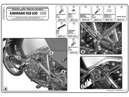 Crash bar moto KAPPA - KAWASAKI KLR 650 Negru