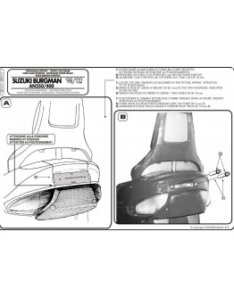 Suport pentru topcase KAPPA - SUZUKI BURGMAN 250/400 (98-02) (cu placa MONOKEY)