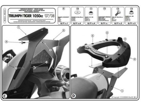 Suport pentru topcase KAPPA - TRIUMPH TIGER 1050 (07-12) (cu placa MONOKEY)