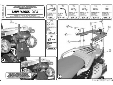 Suport pentru topcase KAPPA - BMW F 650GS (04-07), G 650GS (04-07) (cu placa MONOKEY)