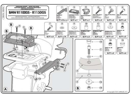 Suport pentru topcase KAPPA - BMW R 1100GS (94-99), R 1150GS (00-03) (cu placa MONOKEY)