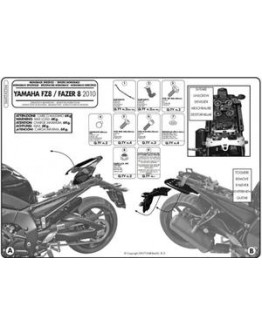 Suport pentru topcase KAPPA - YAMAHA FZ8 / FAZER 8 800 (10-15) (placa nu este inclusa)