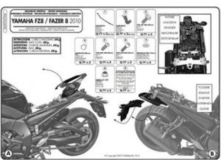 Suport pentru topcase KAPPA - YAMAHA FZ8 / FAZER 8 800 (10-15) (placa nu este inclusa)