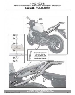 Suport pentru topcase KAPPA - KAWASAKI ER-6N / ER-6F 650 (12-15) (placa nu este inclusa)