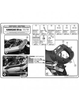 Suport pentru topcase KAPPA - KAWASAKI ER-6N / ER-6F 650 (05-08) (placa nu este inclusa)