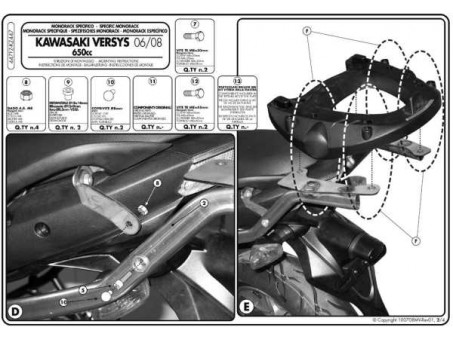 Suport pentru topcase KAPPA - KAWASAKI VERSYS 650 (06-09) (placa nu este inclusa)