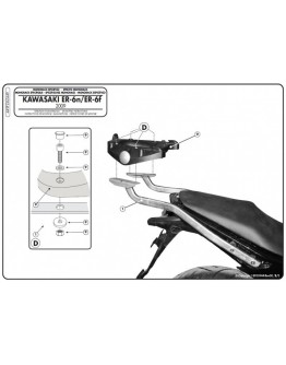 Suport pentru topcase KAPPA - KAWASAKI ER-6N / ER-6F 650 (09-11) (placa nu este inclusa)