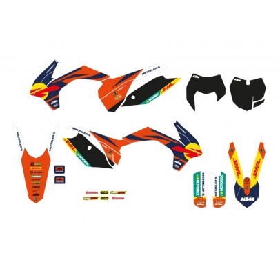 Kit grafic BLACKBIRD KTM SX/SX-F '13-'15, EXC/EXC-F '14-'16 REPLICA TROPHY 22 culoare Negru Portocaliu