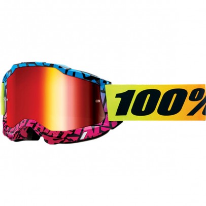 Ochelari 100% Accuri 2 KB43 Ken Block Edition DSPRAY - Albastru/Roz/Galben cu lentila oglinda rosie