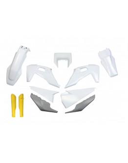 Kit complet plastice UFO (FULL KIT) HUSQVARNA TX / TE 125 / 150 / 250 / 300 '20-'22, FE 250 / 350 / 450 / 501 '20-'23 culoare OEM Alb Gri Galben