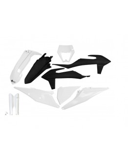 Kit complet plastice UFO (FULL KIT) KTM EXC 125 '20-'21, EXC 250 / 300 TPI '20-'23, EXC-F 250 / 350 / 450 / 500 '20-'23 culoare OEM Alb Negru