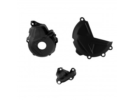 Kit protectii capac ambreiaj/alternator POLISPORT - cu capac pompa apa GAS GAS EC 250 '21-'23; EC 300 '21-'23 - Negru