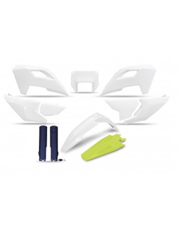 Kit complet plastice UFO (FULL KIT) HUSQVARNA TE 150 / 250 / 300 '24, FE 250 / 350 / 450 / 501 '24, culoare OEM Alb Galben