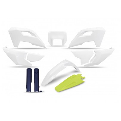 Kit complet plastice UFO (FULL KIT) HUSQVARNA TE 150 / 250 / 300 '24, FE 250 / 350 / 450 / 501 '24, culoare OEM Alb Galben