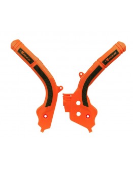 Set Protecții Cadru Racetech (RTech) Bi-Material Super Grip pentru KTM SX/SXF/EXC/EXCF - Portocaliu