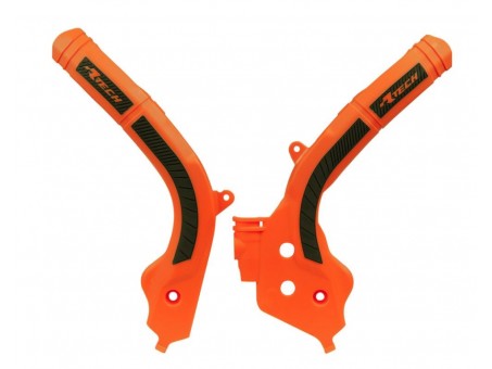 Set Protecții Cadru Racetech (RTech) Bi-Material Super Grip pentru KTM SX/SXF/EXC/EXCF - Portocaliu