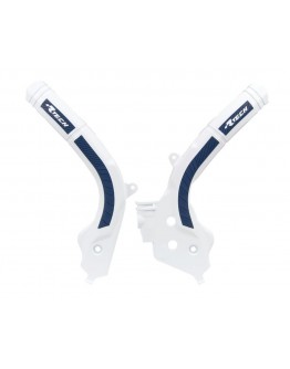 Set Protecții Cadru Racetech (RTech) Bi-Material Super Grip pentru Husqvarna TC/TE/FE/TX/FX/FC/FS - Alb/Albastru