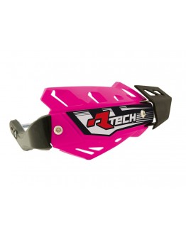 Handguard Racetech (RTech) FLX ATV/Quad Cu 3 Tipuri de Prindere pe Ghidon - Roz fluo