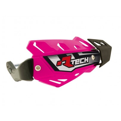 Handguard Racetech (RTech) FLX ATV/Quad Cu 3 Tipuri de Prindere pe Ghidon - Roz fluo