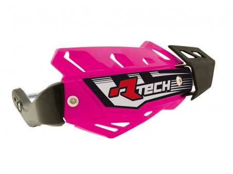 Handguard Racetech (RTech) FLX ATV/Quad Cu 3 Tipuri de Prindere pe Ghidon - Roz fluo