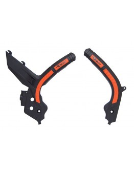 Set Protecții Cadru Racetech (RTech) Bi-Material Super Grip pentru KTM SX/SXF/EXC/EXCF - Negru/Portocaliu