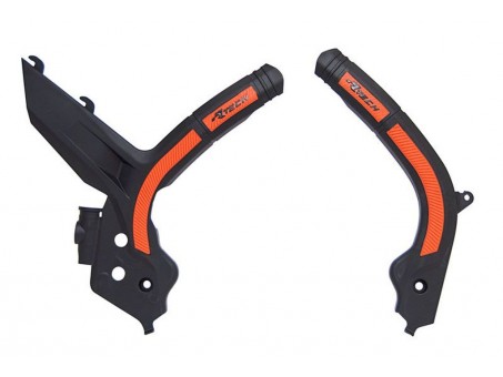 Set Protecții Cadru Racetech (RTech) Bi-Material Super Grip pentru KTM SX/SXF/EXC/EXCF - Negru/Portocaliu