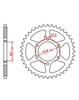 Pinion spate MTX - 478 43 KAWASAKI ZX6R '05-'17, Z 750 (47843JT) (pas 520) (SREBRNA)