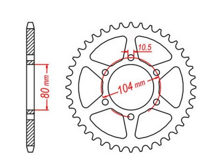 Pinion spate MTX - 478 43 KAWASAKI ZX6R '05-'17, Z 750 (47843JT) (pas 520) (SREBRNA)