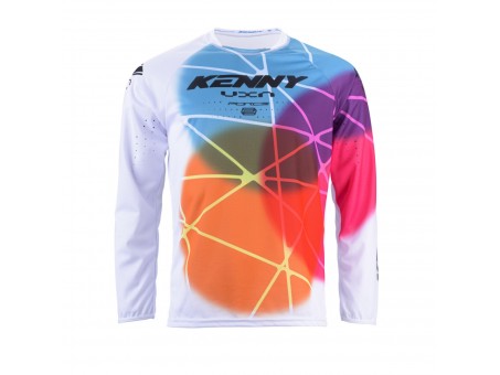 Tricou Kenny Racing Cross/Enduro Model Force - Alb/Albastru/Portocaliu