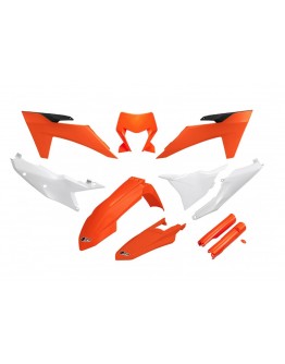 Kit complet plastice UFO (FULL KIT) KTM EXC 150 / 250 / 300 TBI '24, EXC-F 250 / 350 / 450 / 500 '24 culoare OEM Portocaliu Alb