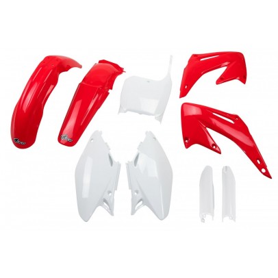 Kit complet plastice UFO (FULL KIT) HONDA CR 125/250 '02-'03 culoare OEM (Rosu/Alb) (HO101E999)