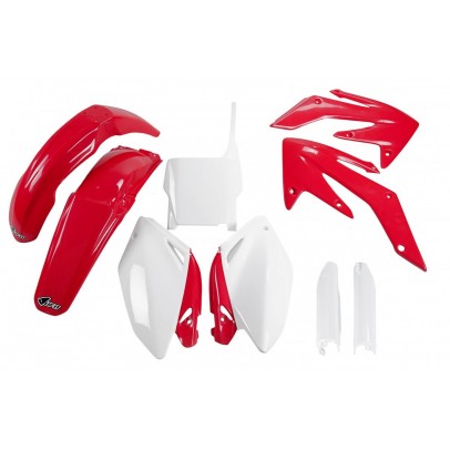 Kit complet plastice UFO (FULL KIT) HONDA CRF 250R '04-'05 culoare OEM (Rosu/Alb) (HO104E999)