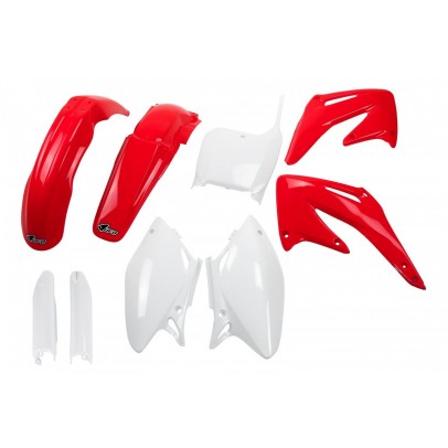 Kit complet plastice UFO (FULL KIT) HONDA CRF 450 R '02-'03 culoare OEM (Rosu/Alb) (HO106E999)