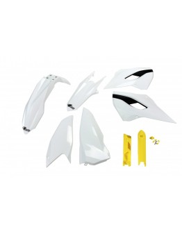 Kit complet plastice UFO (FULL KIT) HUSQVARNA TE/FE 125/250/300/350/450 '14 culoare OEM (Alb) (HU614E999)