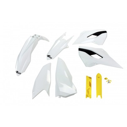 Kit complet plastice UFO (FULL KIT) HUSQVARNA TE/FE 125/250/300/350/450 '14 culoare OEM (Alb) (HU614E999)