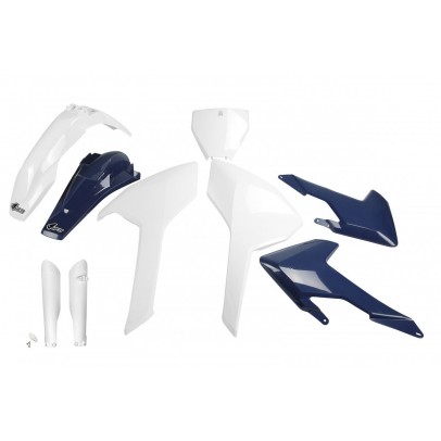 Kit complet plastice UFO (FULL KIT) HUSQVARNA TC/FC 125/250/300/350/450 '16-'18 (cu exceptia TC 250 '16) culoare OEM '16 (Alb/Albastru) (HU616E999)