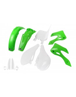 Kit complet plastice UFO (FULL KIT) KAWASAKI KX 125 / 250 '99-'02 culoare OEM (Verde/Alb) (KA200E999)